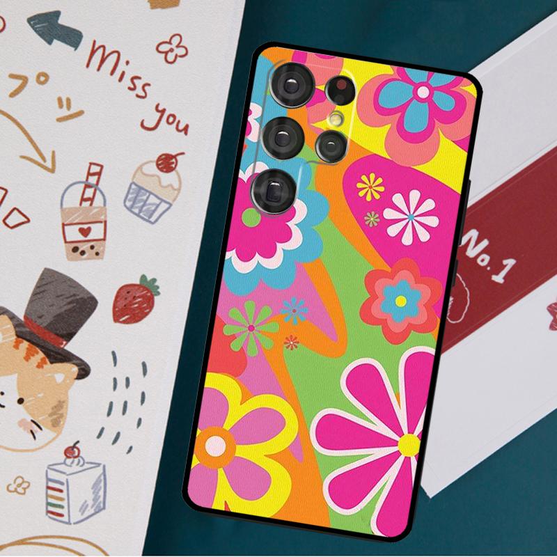 Flower Power Deformed Love Phone Case For Samsung Galaxy S23 S21 S22 Ultra S8 S9 S10 Note 10 Plus S20 FE Cover Funda