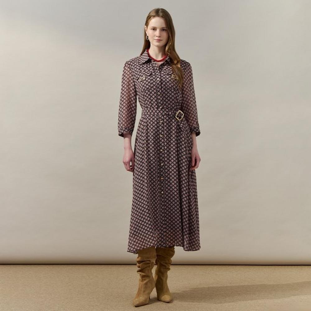 

Maxza Geometric Chiffon Belted Shirt Dress Zf07qp001nh Pink/FREE