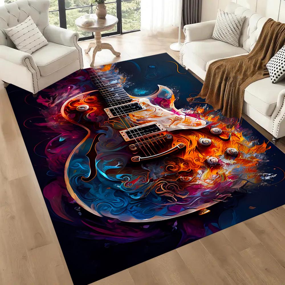 Guitar Art Abstract Floor Mats for Living Room, Bedroom and Room Decoration Are Suitable for Gifts.