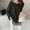 ZANZEA Women Hoodies Casual Long Sleeve Stripe Patchwork Hooded Sweatshirts
