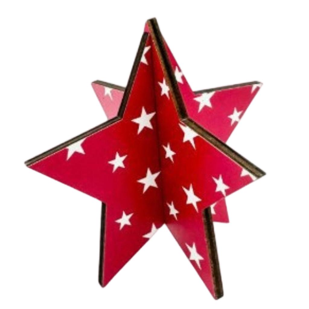 Cardboard Star Shaped Tabletop Decoration with White Star Print for Party Home Office Display Events Crafts DIY Projects