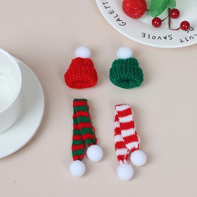 2 pezzi Mini sciarpa cappello decorazione vestiti bambola accessorio ornamento festa di Natale