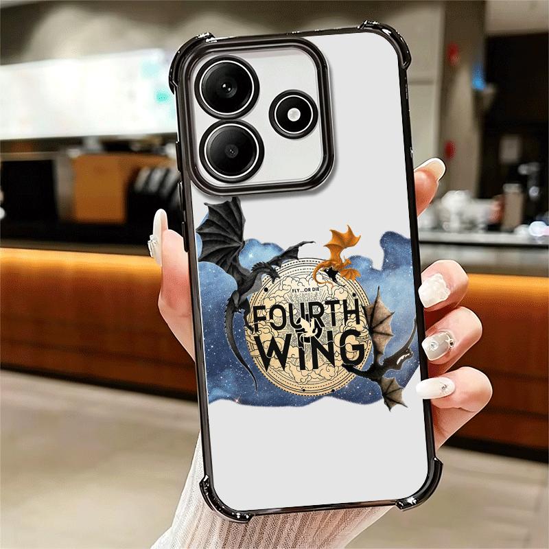 F-Fourth W-Wing Dragon Plating Phone Case For Xiaomi Redmi Note 14 15 Pro Plus 13 12 11 11S 11T 10 9S 9 5G Anti-Fall Airabag Cov