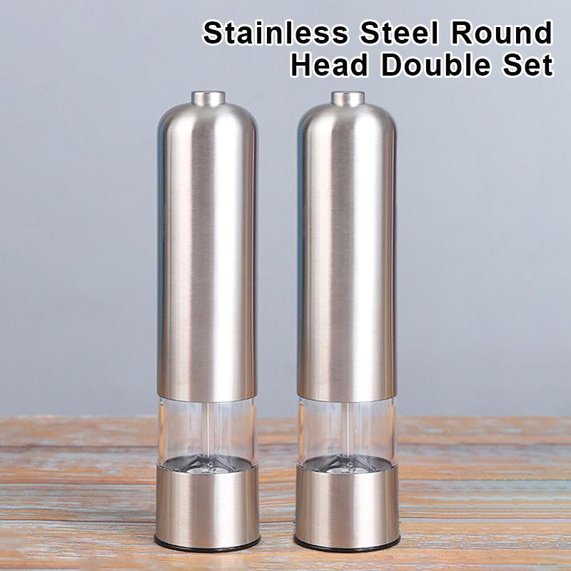 1/2Pcs Electric Salt Pepper Grinder Set One Handed Operation Stainless Steel Spice Mill With Light Automatic Pepper Grinde