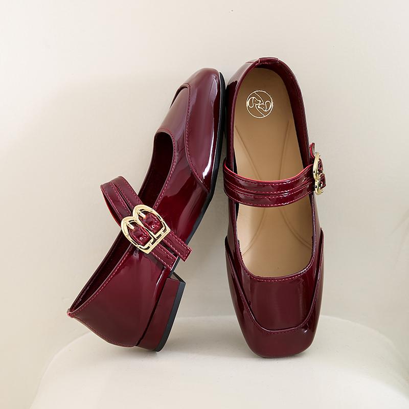 

Fashion French Mary Jane Shoes Women s 2025 New Square Toe Block Heel Kitten Heel Shoes 40 вино красного