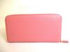 Authentic PRADA Pink Saffiano Triang Leather Round Zip Long Wallet #9968  Open Box