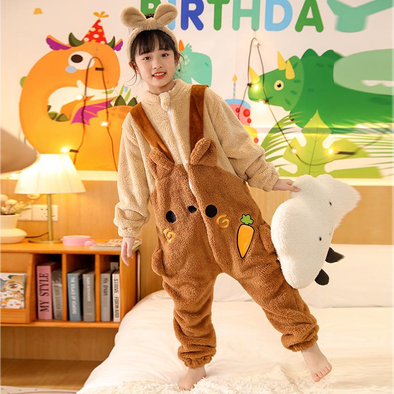 Cute Cartoon Fleece Pyjama Flannel Robes Women High Quality Onesie Adults Animal Pajamas Set Women Men Warm Winter Bear Sleepwear