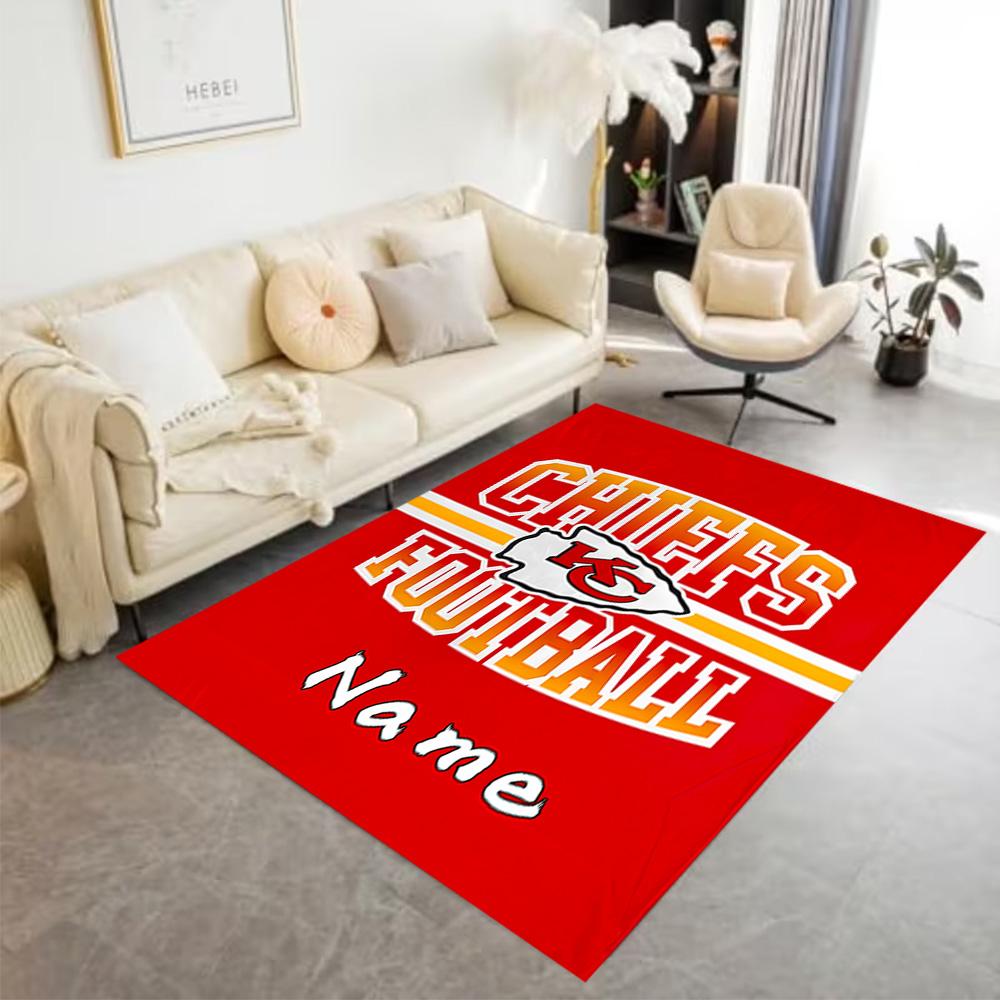 Kansas City Chiefs Football Personalized Text Floor Rug Office Rug Perfect for Hallway Living Rooms Game Room Playrooms Anti-slip Rug