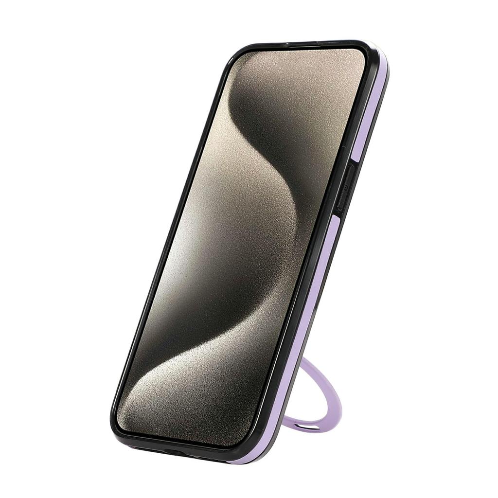 For iPhone 13 Pro Max Case Magnetic Kickstand PU Leather Coated PC + TPU Phone Cover