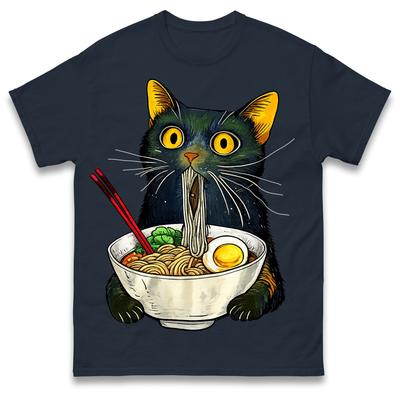 Ramen Noodle Black Cat Foodie Lover Meme T Shirt Tshirt Mens Womens Unisex Tops Tees