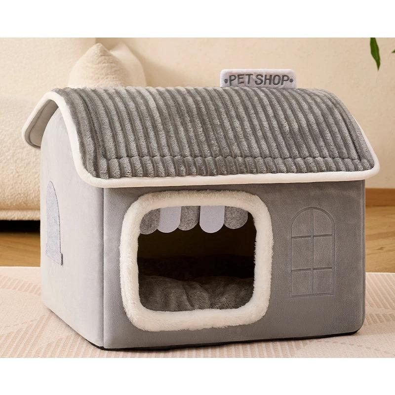 

Зимний складной домик для домашних животных, подходящий для щенков, котят, щенков, гнезда-пещеры, переносные моющиеся домики для собак, гнезда для кошек, товары для животных S серый