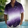 Men's Galaxy Ombre Print Short Sleeve Shirt, Starry Night Cosmic Design Button Down for Spring Summer Casual