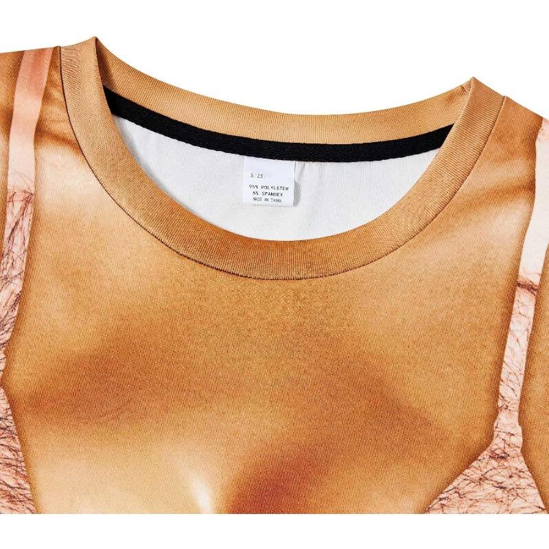 Fanient Pánská trička s chlupatou hrudí Vtipná trička s kulatým výstřihem Grafický vzor Krátký rukáv Rychleschnoucí a chladivá