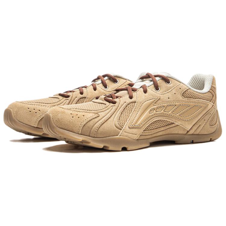Li Ning Fashionable Simple Versatile Shock Absorbing Wear Resistant Low Top Casual Shoes Women Sneaker Tea-Brown AZGV030-1