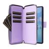 R20 For Samsung Galaxy S22 Ultra 5G Leather Case Zipper Pocket Stand Phone Cover