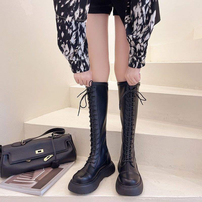 Strap-on Boots for Women In Autumn and Winter 2025, New Models, But Knee Thick-soled Tall Boots for Small Men, Thin Knight Long Boots