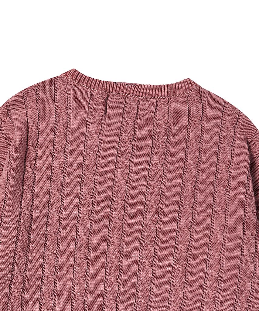 BEYOND CLOSET [Collection Line] Vintage Damaged Point Cable Knit Dull Pink