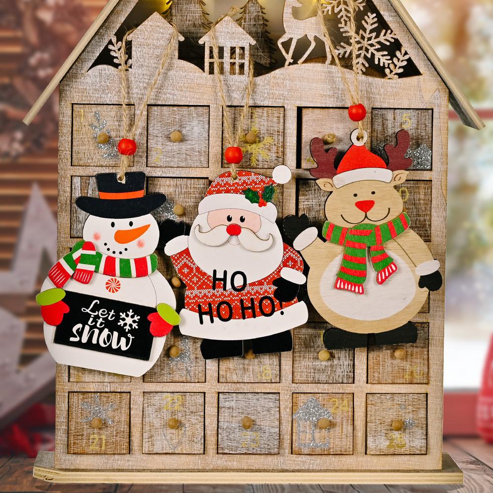 Trees Christmas Decoration Printed Wooden Shopping Mall Atmosphere Dress Up