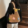 Simple Multicolor Flower Woven Bag Hollow Bohemian Style Knitting Tote Bag Large Capacity Handbag Hollow Shoulder Bag Seaside