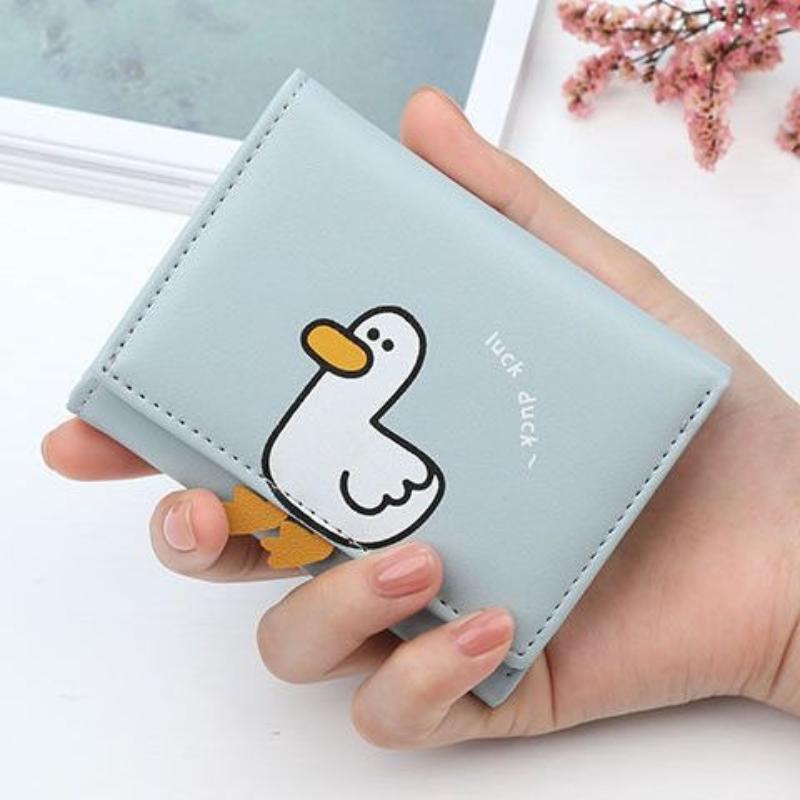 

Women s Mini Wallet Cute Duck women s short wallet Fold Female Clutch Bag multiple card slots Cartoon Fold Wallets Cash Clip