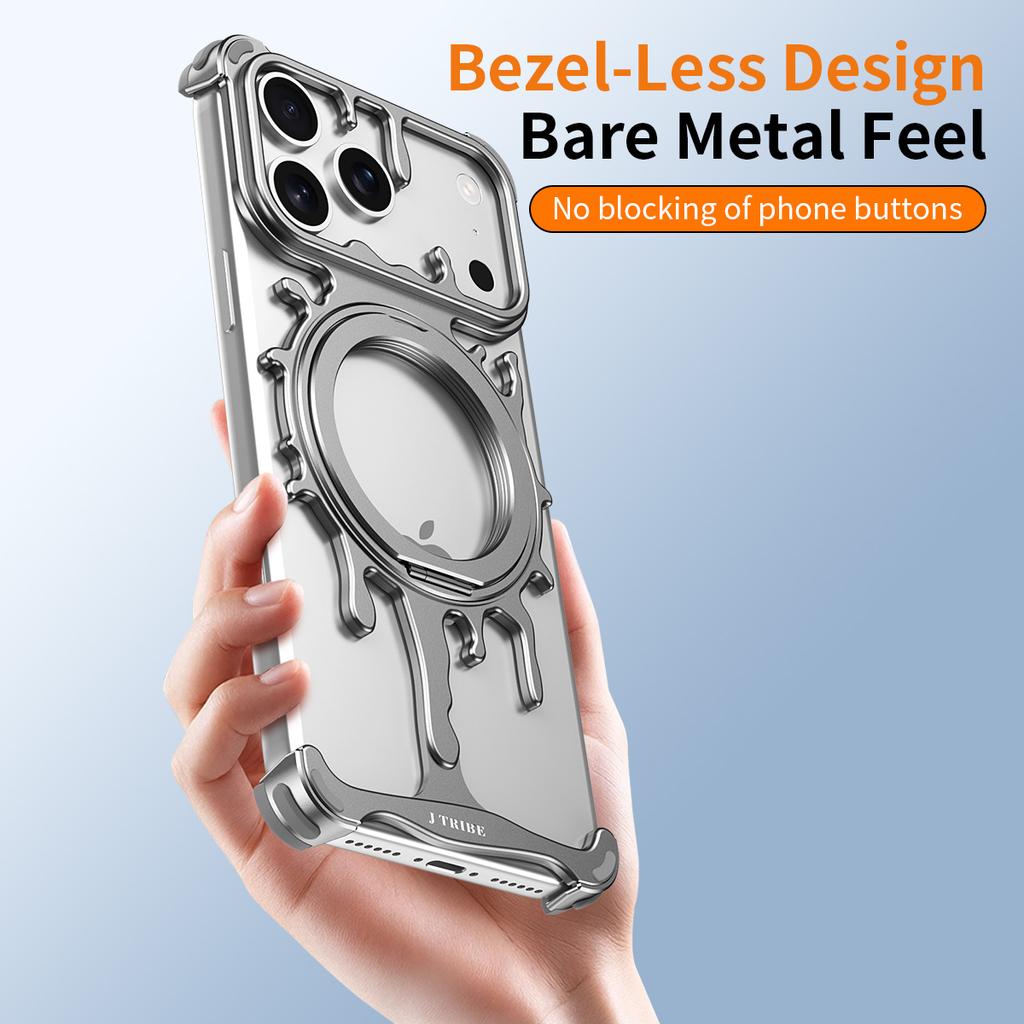 Glacier Series for iPhone 17 Pro Max Bumper Case Rotating Kickstand Metal Phone Cover Compatible with MagSafe