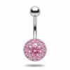 Belly Button Rings Waterproof Butterfly Flower Sparkling Crystal Charm Stainless Steel Navel Barbell for Swimming