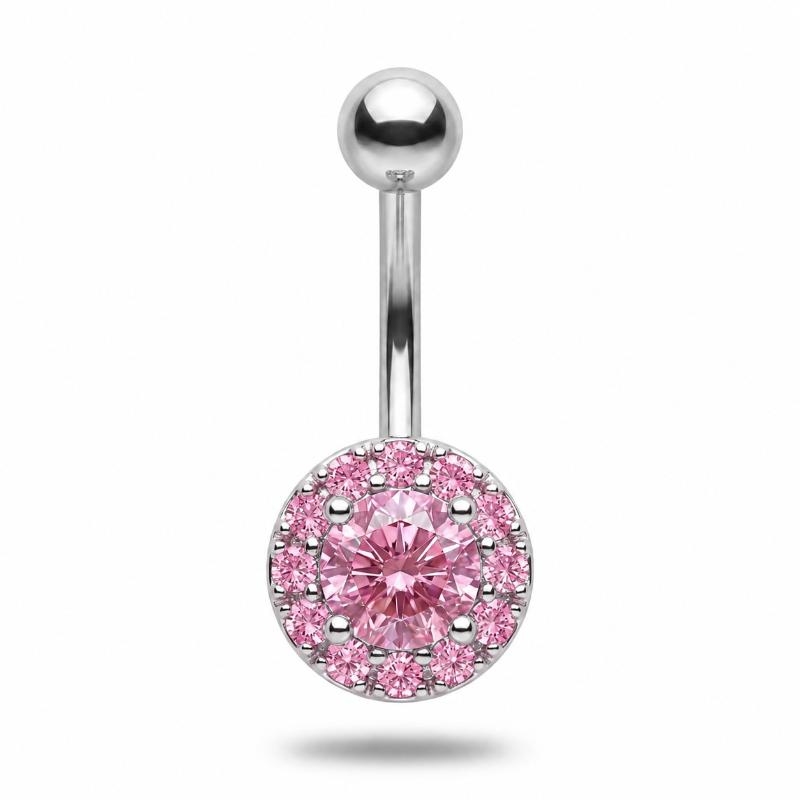 Belly Button Rings Waterproof Butterfly Flower Sparkling Crystal Charm Stainless Steel Navel Barbell for Swimming