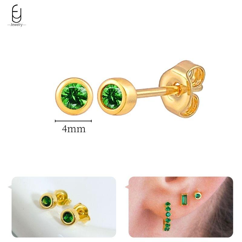 925 Silbernadel Grüne Zirkon Gold Ohrringe Herz Creolen für Damen Zarte Steckerohrringe Luxuriöser Schmuck Geschenke