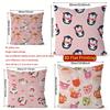 Christmas Cute Pink Pillow Covers Pattern Cushion Cover Suitable for Sofa Bedroom Car Pillow Cover