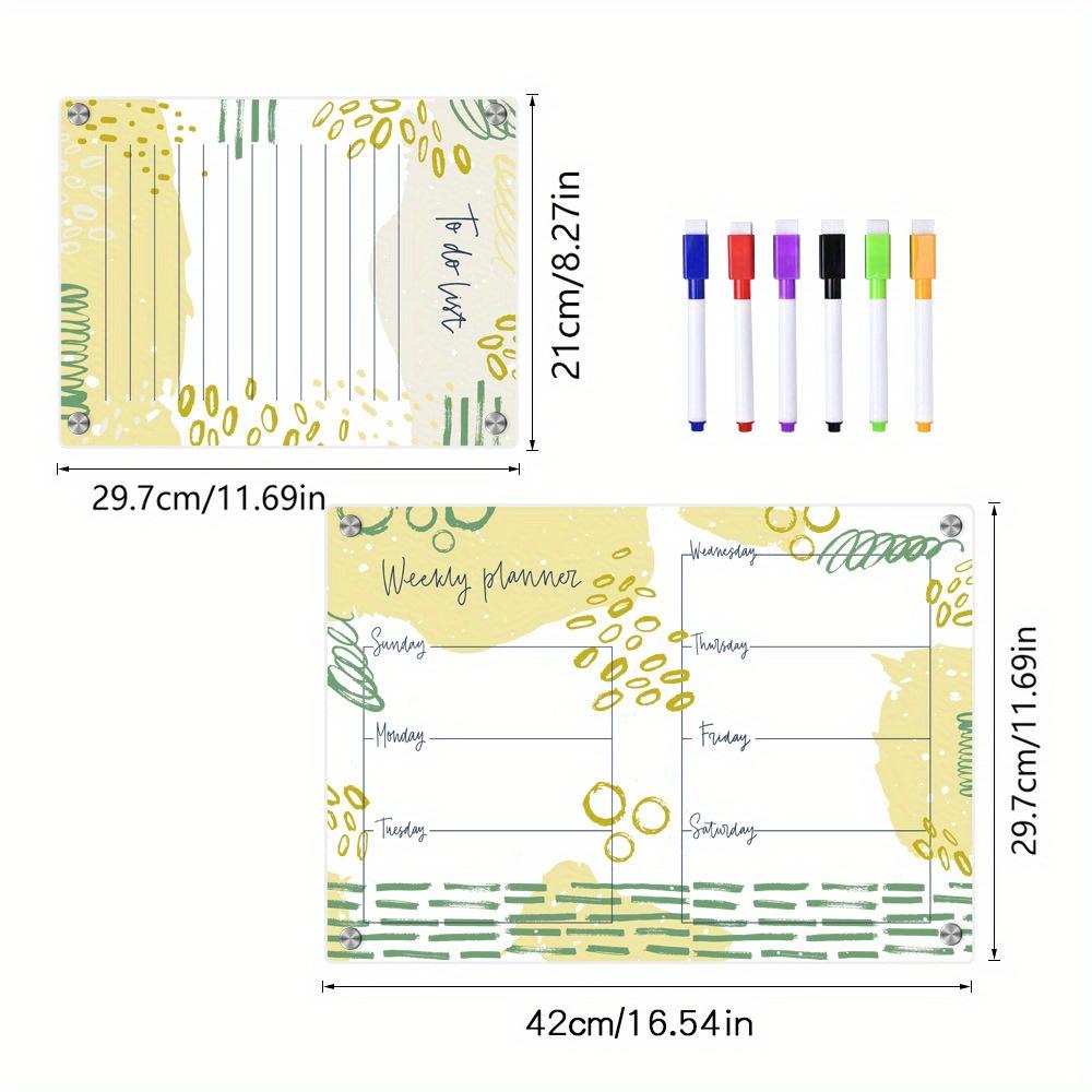 2pcs Acrylic magnetic calendar blackboard forest animals flowers plant pattern daily weekly monthly planner refrigerator magnet dry erase board