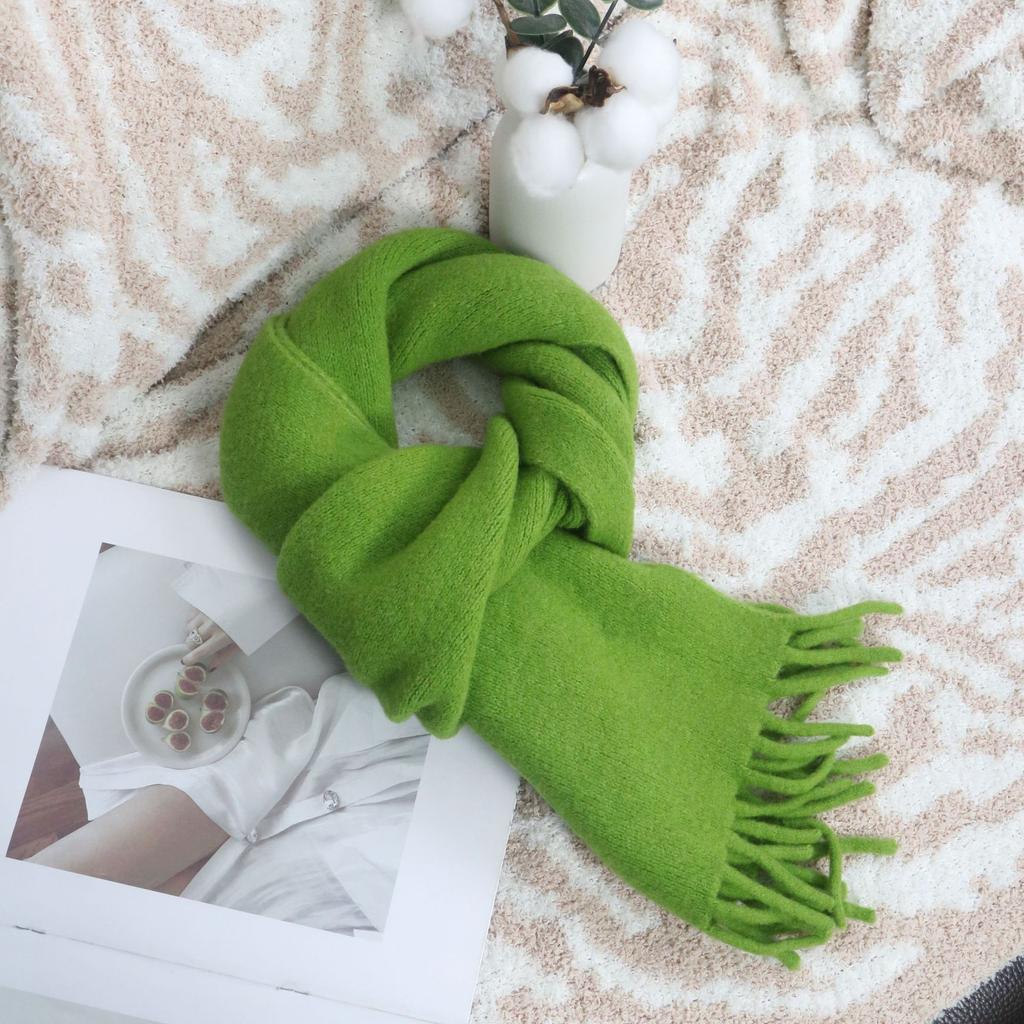 Scarf female Korean version simple and versatile thickened warm female atmosphere knitted wool solid color scarf customization