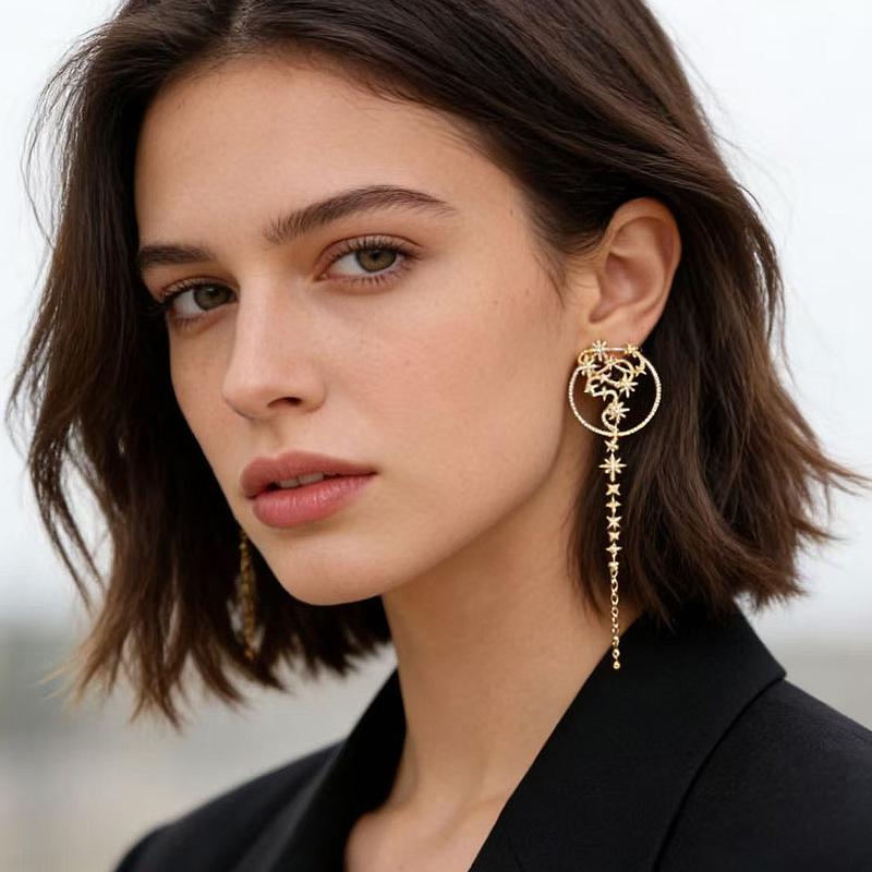 APM Monaco Earrings [Romantic Confession] Long Meteor Intertwined, Bright, Elegant, Exquisite and Fashionable, Synthetic Cubic Zirconia YE14556OX