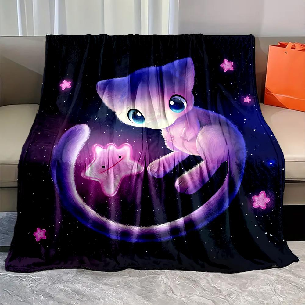 Best Seller! Pokemon-mew Printed Blanket Soft Cozy Blanket for Couch Sofa Bed Lounging, Ideal Gift for Women Mom Teacher Friends
