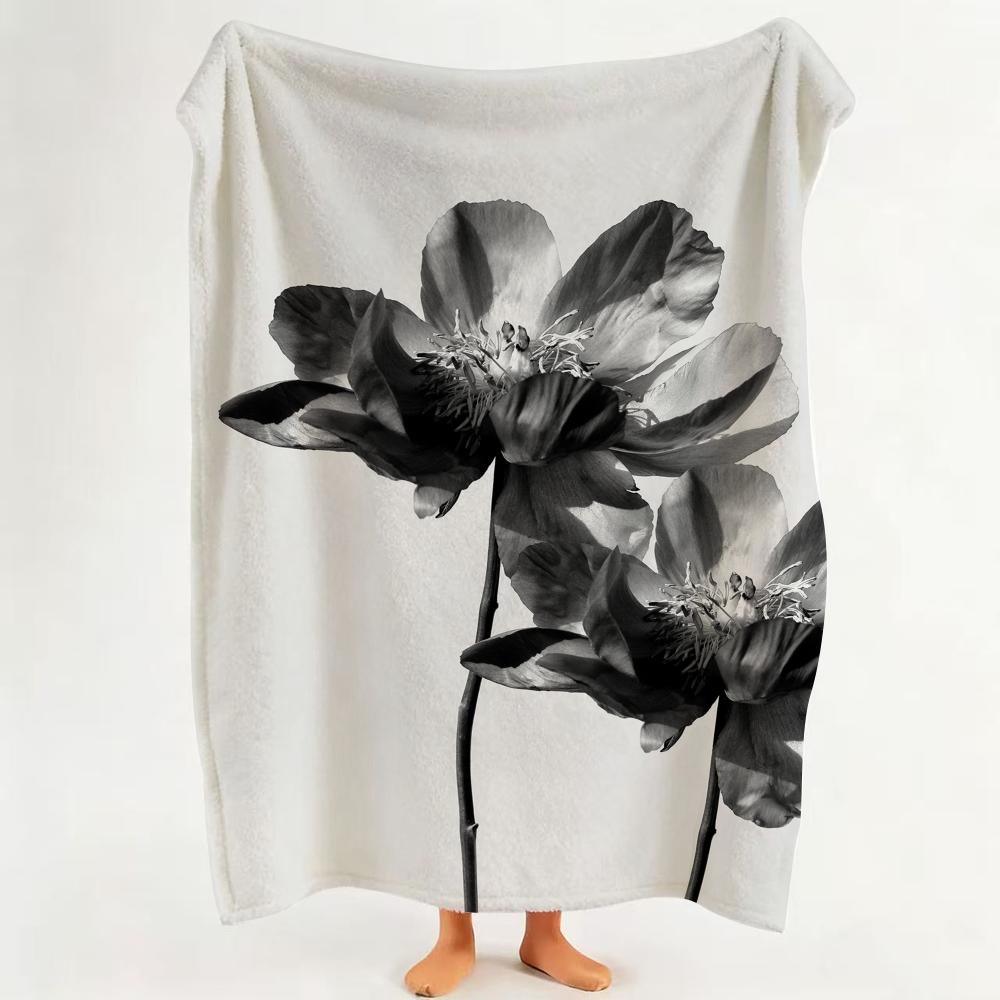 Art B Black A And W White A Art P Plant F Flower Throw Flannel Throw Blanket Suitable for Sofa Living Room Bedroom