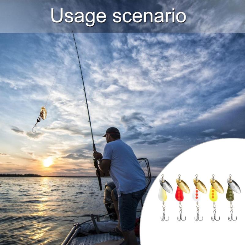 5Pcs Long Shot Spoon Baits Fishing Lures Treble Hook Metal Spoon Spinner Baits Sequins Crankbait Artificial Baits