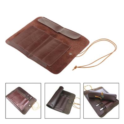 Estuche enrollable de cuero portátil para cuchillos, organizador de herramientas de viaje para camping al aire libre y uso culinario