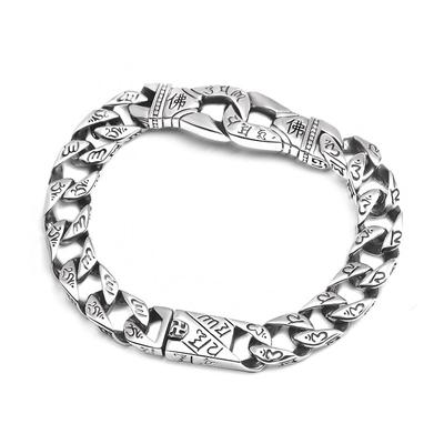Punk Retro Buddha Wort Titan Stahl Armband Trendy Herren Mode Doppel Ring Ineinandergreifende Armband 