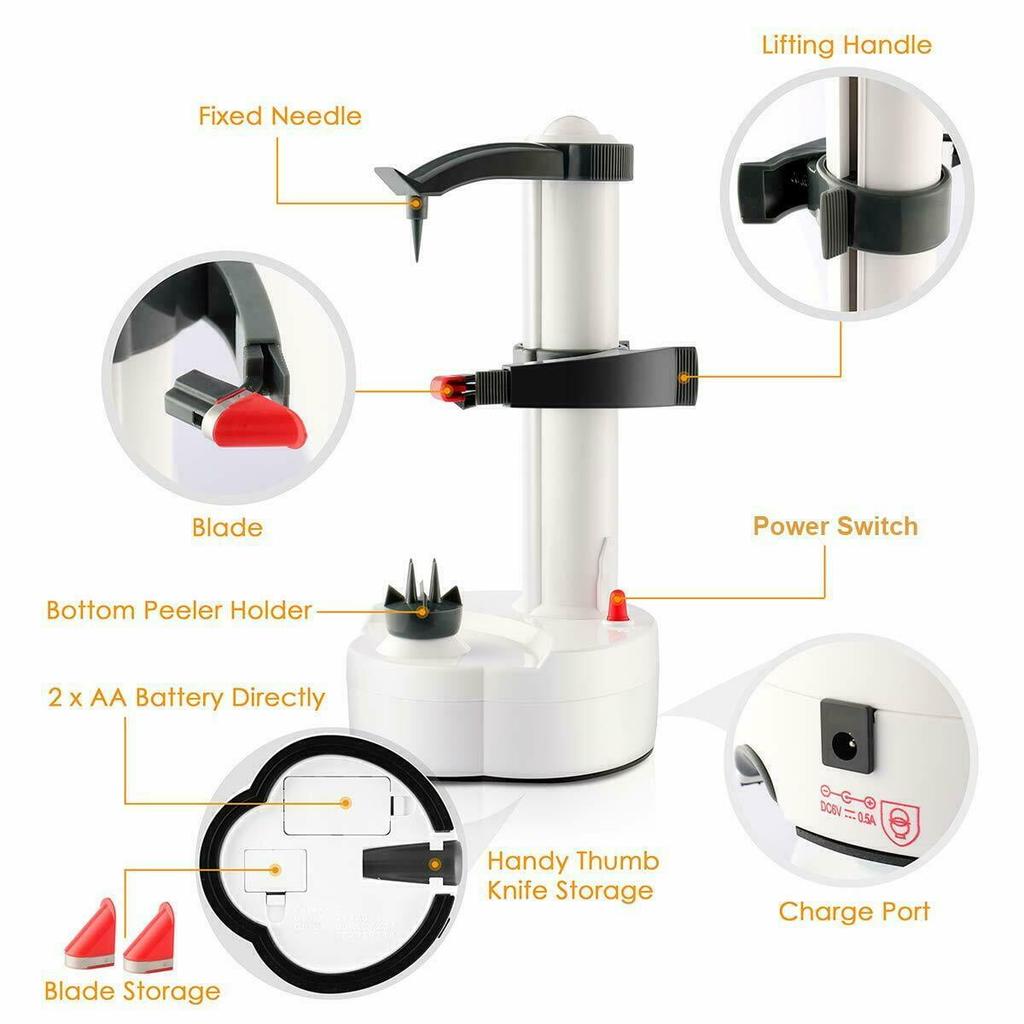Electric Potato Peeler, Apple Peeling Machine, Kitchen Automatic Rotating Peeling Tool for Fruit & Vegetable