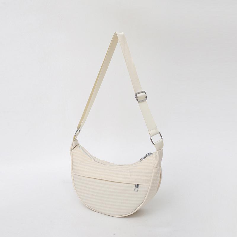 

Women Nylon Crossbody Bag with Adjustable Strap Versatile Grid Sling Bag Trendy Dumpling Bag Female Travel Shopping Bag бежевый