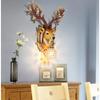 Vintage Wall Lamp Creative Deer Head Living Room Wall Hanging Lamp Bedroom Hallway Crystal Lamp