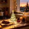 Christmas Atmosphere Decor Hand Blown Glass Tree Figurine with Golen Star, Ornament Mini Xmas Ornament, Handmade Desktop Holiday Decoration Tabletop