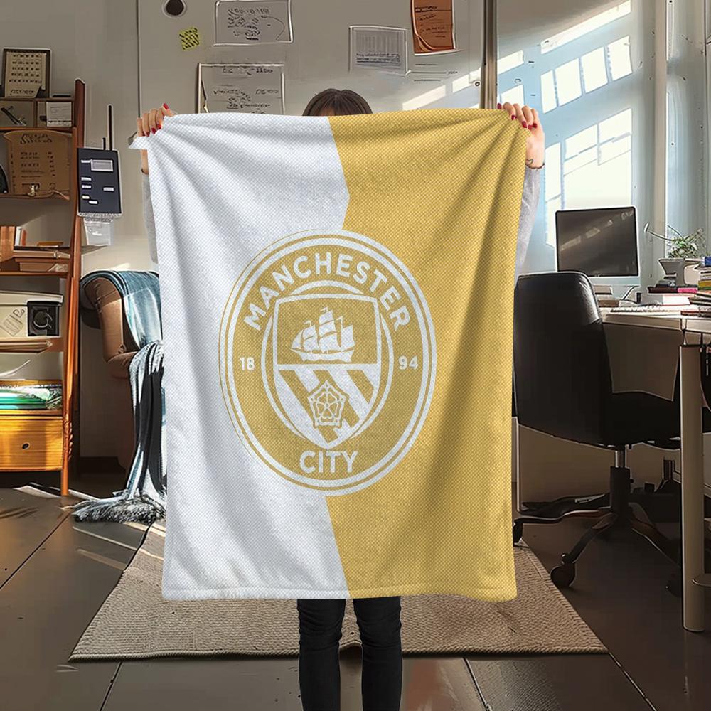 Manchester City Football Club Flannel Blanket, High quality Comfortable for All Seasons, Home Decor, Warmth and Comfort