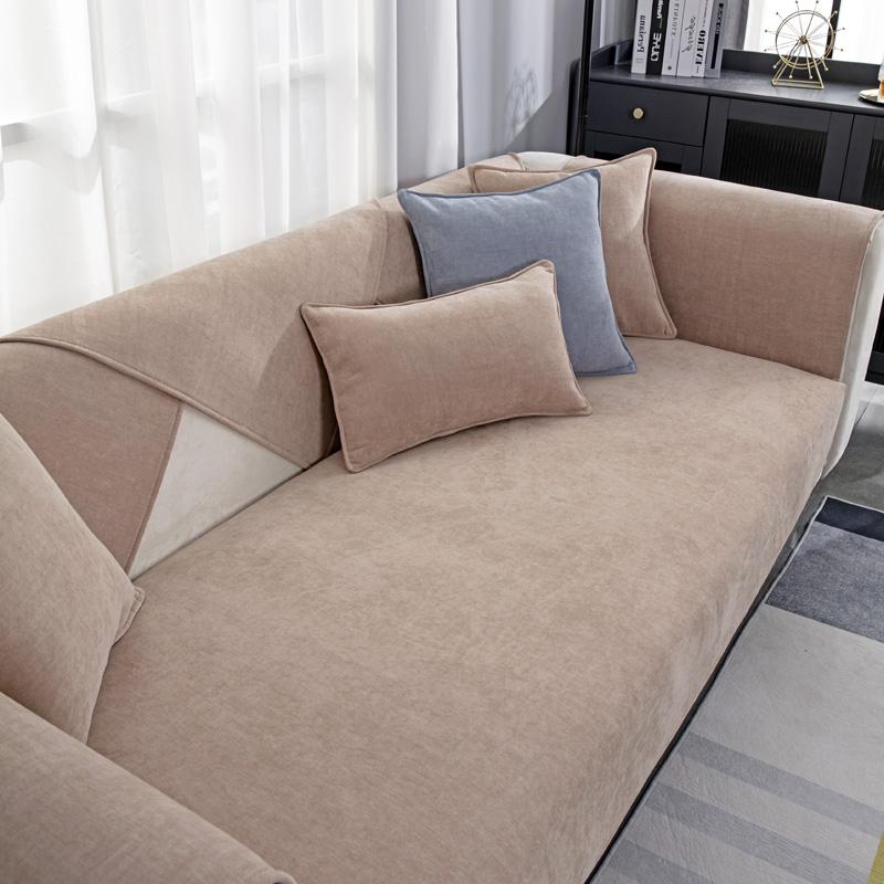 Ensfarget sofahåndkle for stue Chenille sofa Pute Sofatrekk Moderne Minimalistisk Hjørnesofatrekk Multi-størrelser