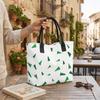 Christmas Tree Print Canvas Tote Bag Casual Large Capacity Holiday Handbag