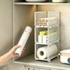 Stackable Kitchen Storage Baskets Easy Install Pantry Racks for Spices Plastic Wrap Paper Towel Kitchen Organization