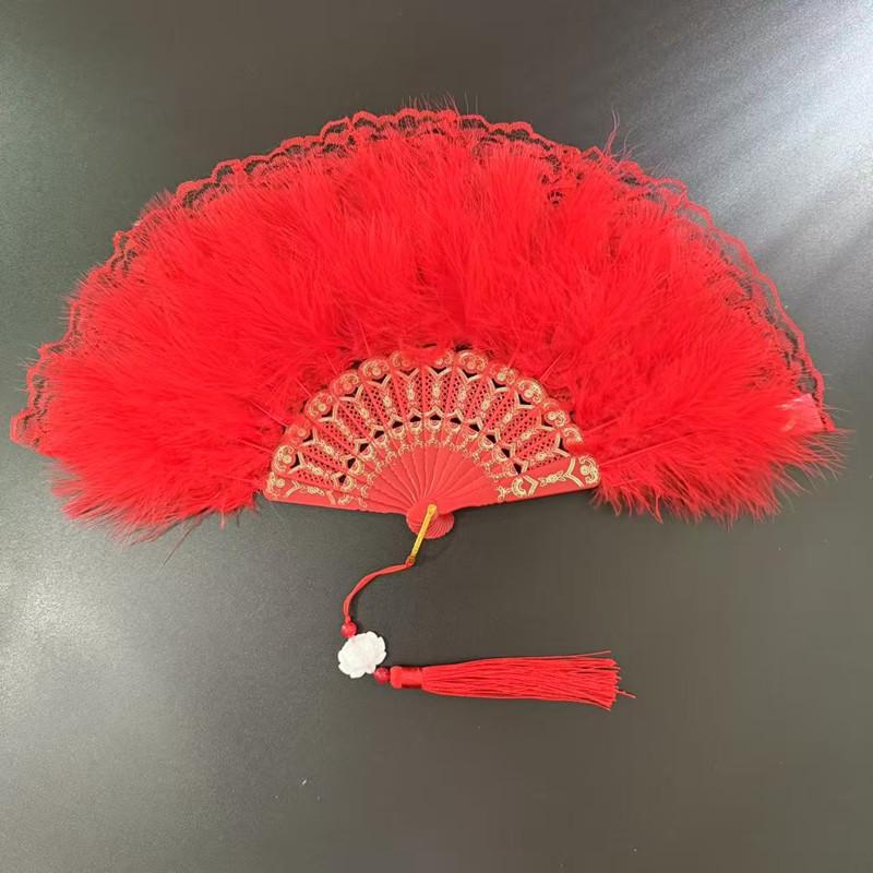 Black Lace Chinese Style Folding Fan for Cheongsam, Lolita, and Hanfu Fashion Shows