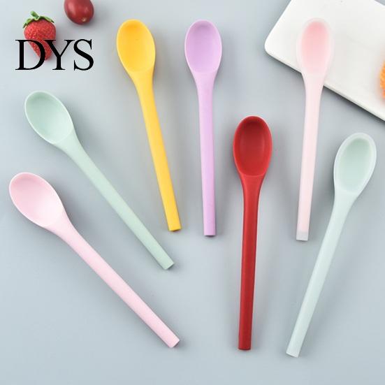 Spoon Soup Bent Head Long Handle Silicone Multi-purpose Ice Cream Scoop Portable Dessert Daily Use