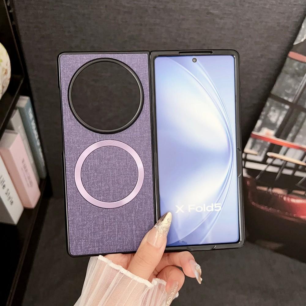 Für VIVO X Fold 5 Hülle Luxus PU-Stoff Magnetisch Kabelloses Laden Schutzhülle Rückseite für VIVO X Fold5 Handyhülle