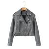 Women's Versatile Retro Leather Motorcycle Jacket - Short, Stylish Spring/Autumn Coat