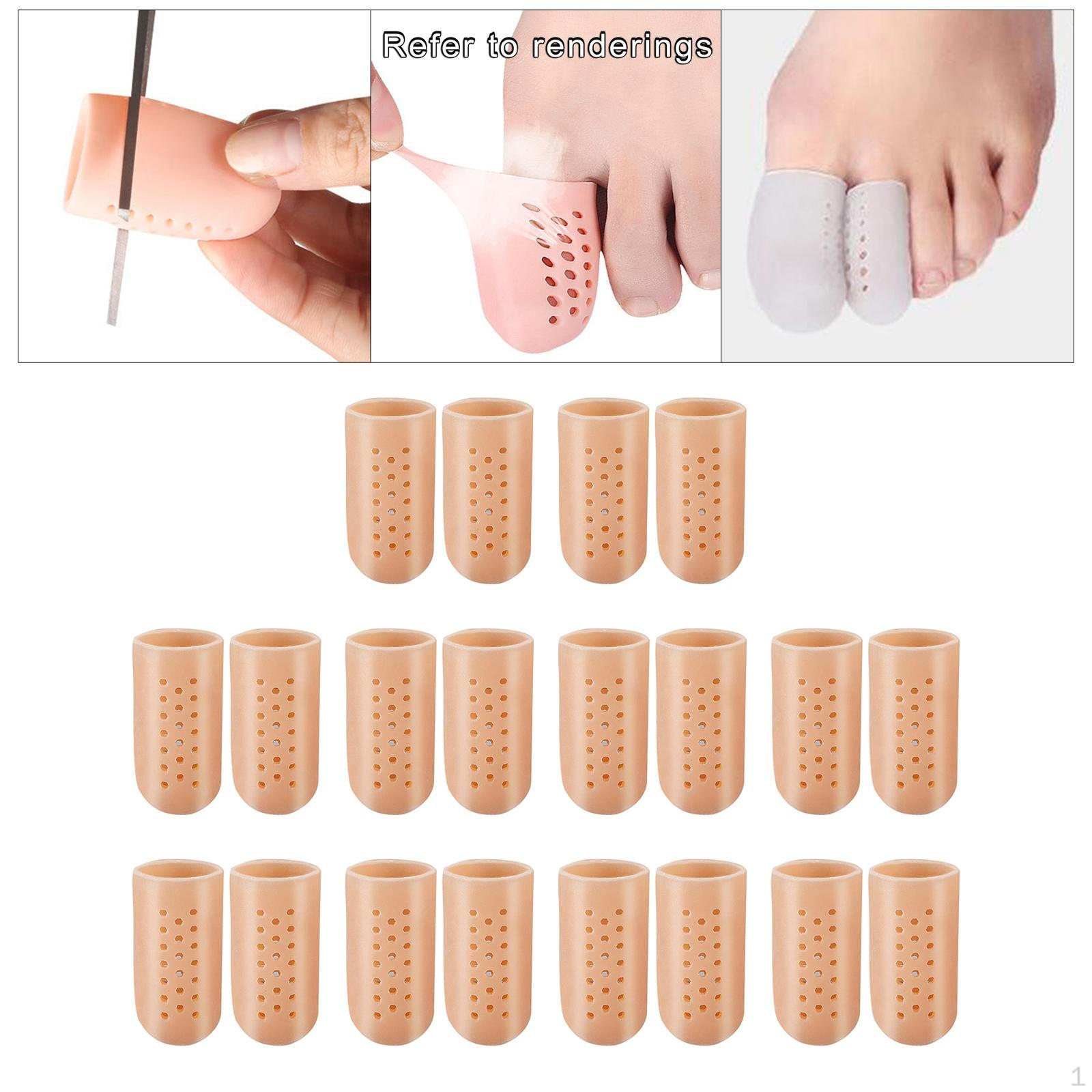

10 пар накладок на великий палець ноги / Зменшують тертя з отворами Силіконові подушечки-рукавички / для відсутніх пальців та S Skin color